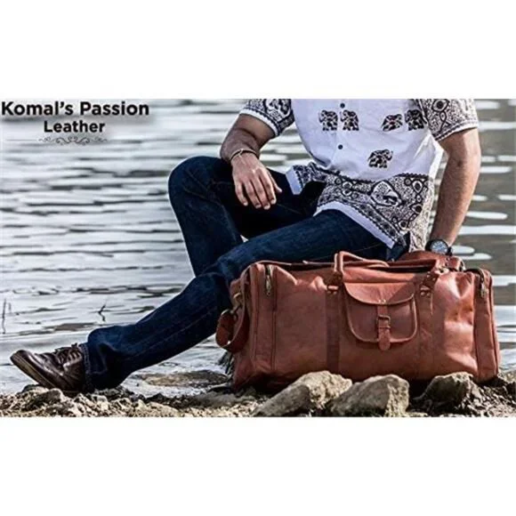 Leather duffle bags large 24 Inch Square Duffel Travel Gym Overnight Weekender